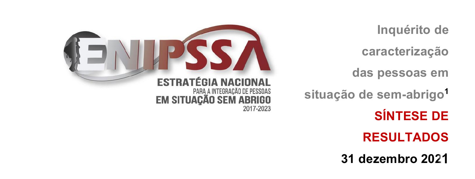Resultados do inquérito de caracterização das pessoas em situação de sem-abrigo – Dez 2021